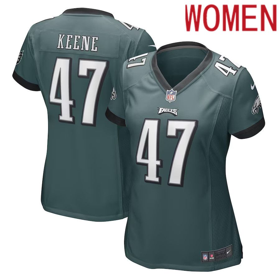 Women Philadelphia Eagles #47 Dalton Keene Nike Midnight Green Game Player NFL Jersey->women nfl jersey->Women Jersey